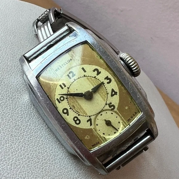 WESTCLOX 1936 Mens Original Classic WRIST BEN Silver Tank Watch made USA AS IS